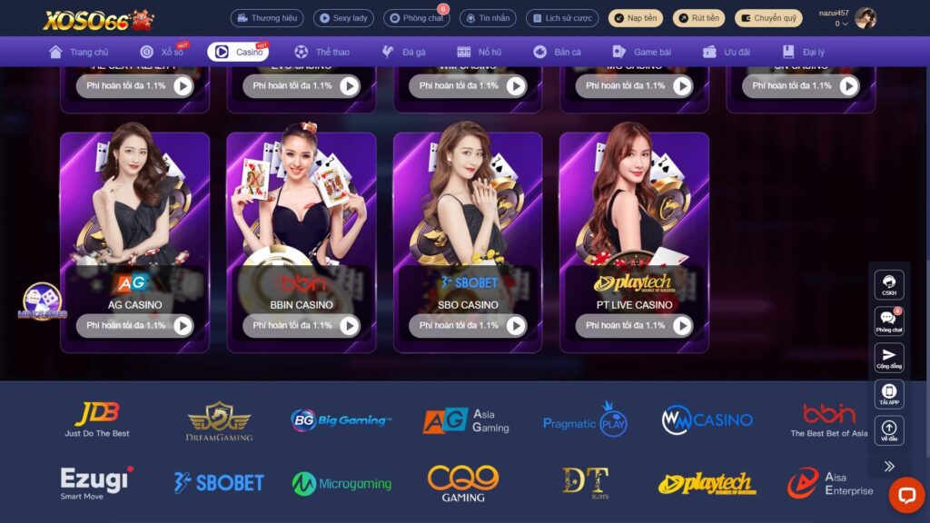 Nhà cái Xoso66 triển khai sân cược casino vô cùng đặc sắc